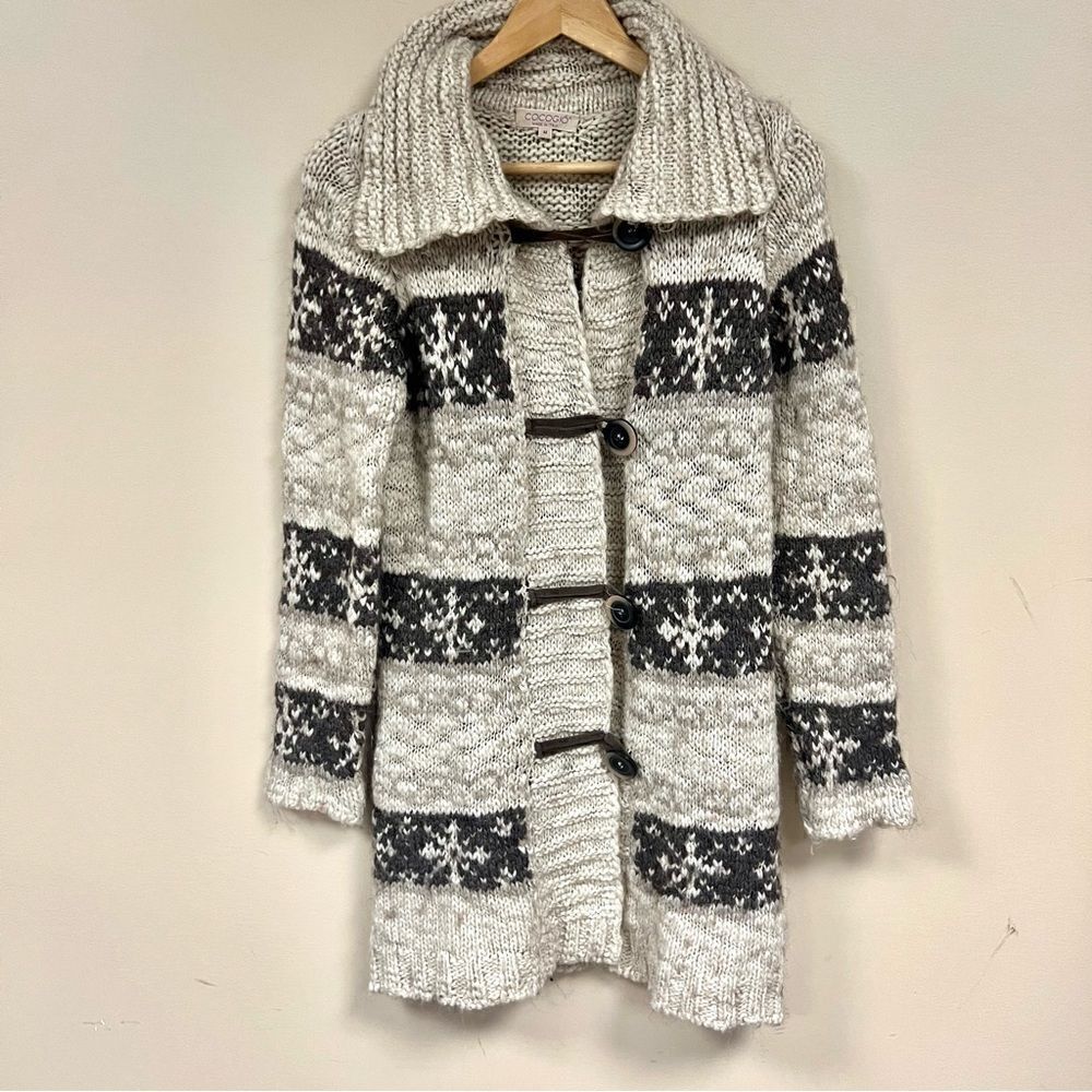 Cocogio wool blend chunky knit long cardigan Sz M